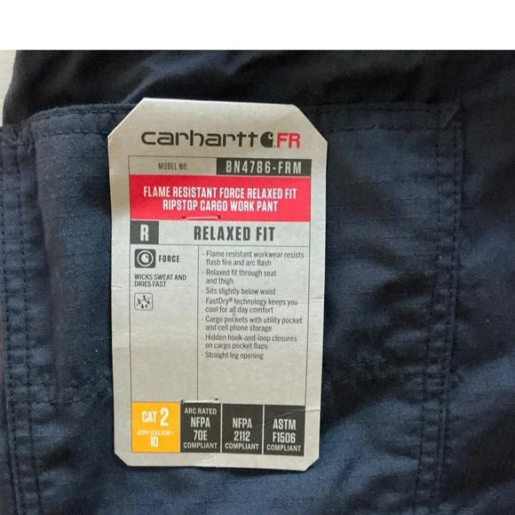 Carhartt‎ Flame Resistant Relaxed Fit Ripstop Cargo Work Pants 40x34 Black NWT